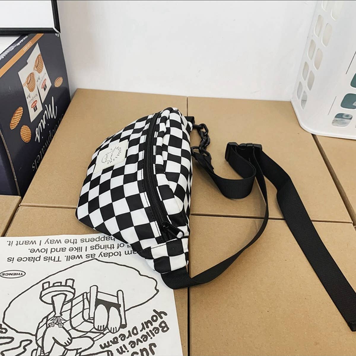 RETRO CLASSIC CONTRAST PLAID SHOULDER BAG_CWAB1605