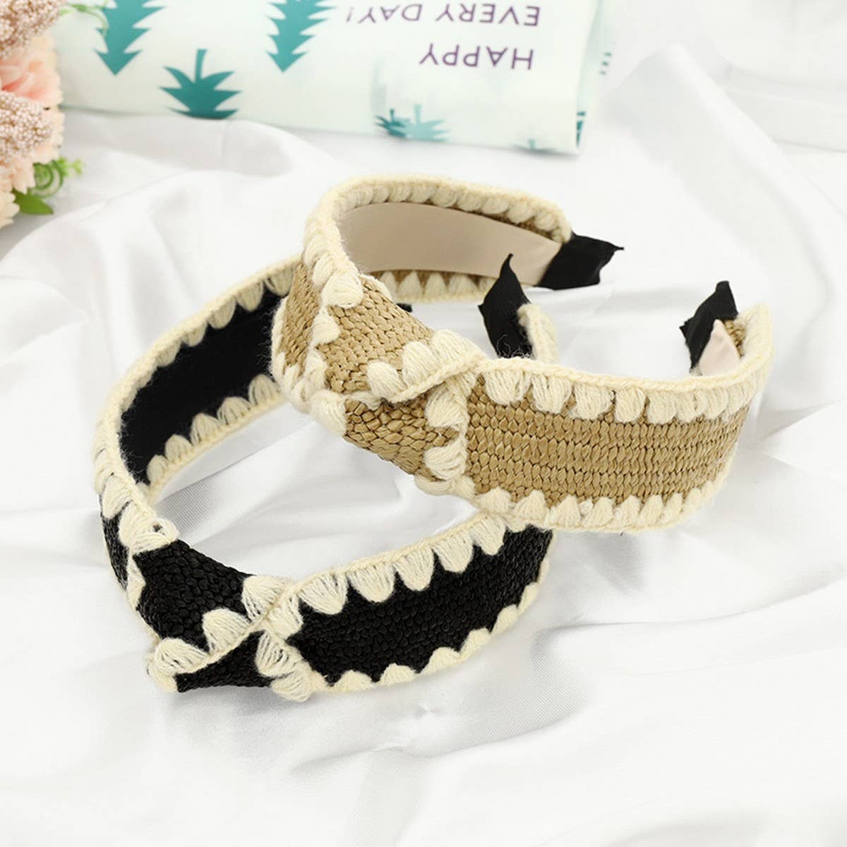 RAFFIA SIMPLE COLOR-BLOCKED KNOTTED HEADBANDS_CWAHA1160