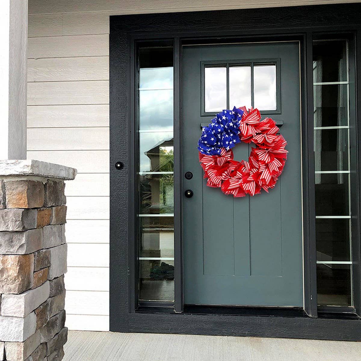 USA Flag Star Ribbon Wreath for July 4th Decor_CWAJE05386