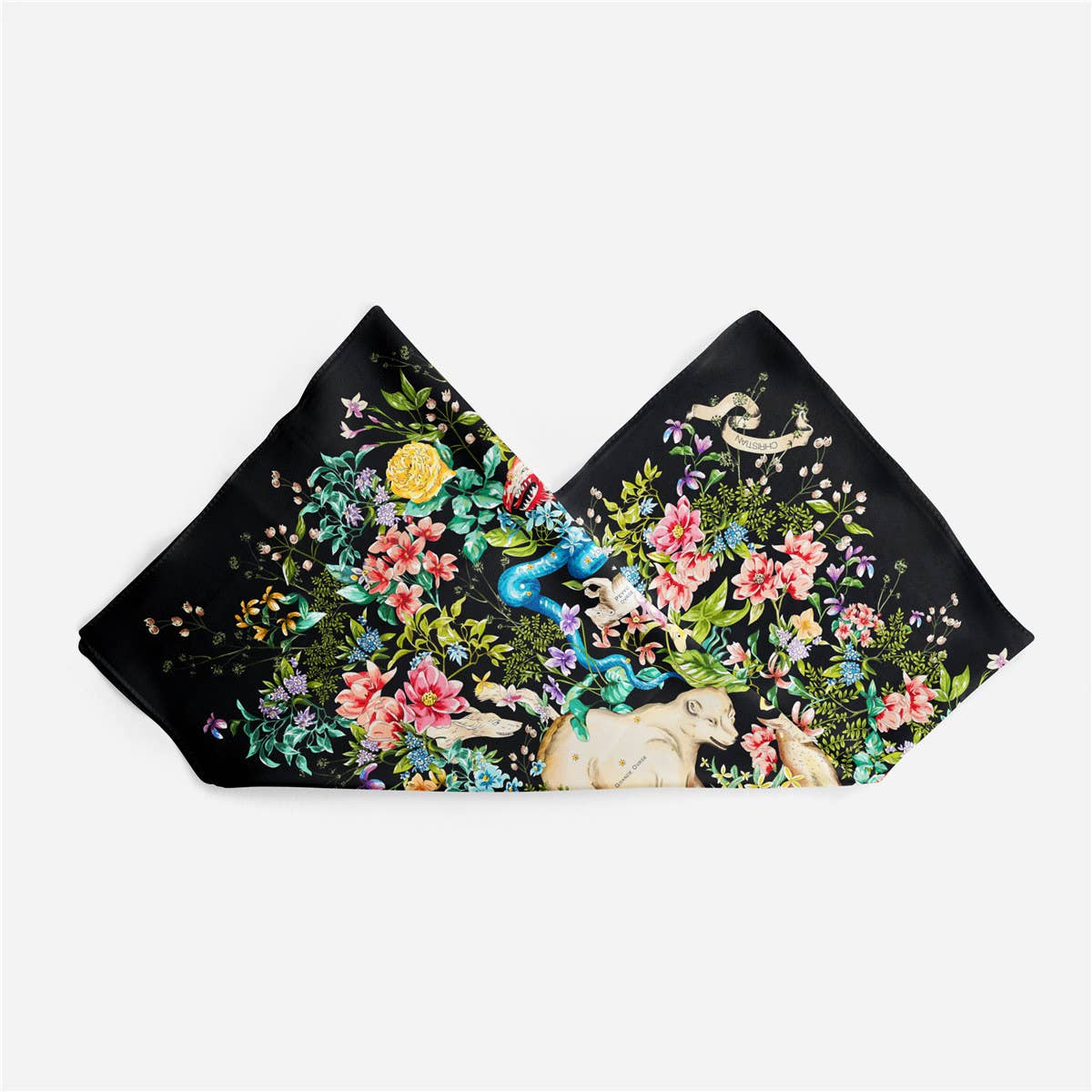 Elegant Floral Twill Satin Scarf for Shawl Wrap