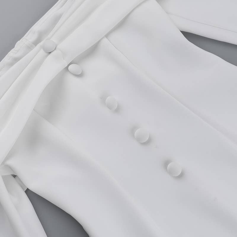 Solid-color strapless long-sleeved short dress