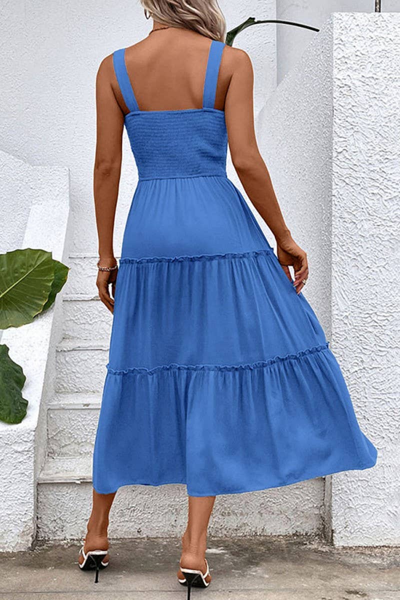 CWDMD4874_SOLID COLOR SQUARE NECK SUSPENDER DRESS