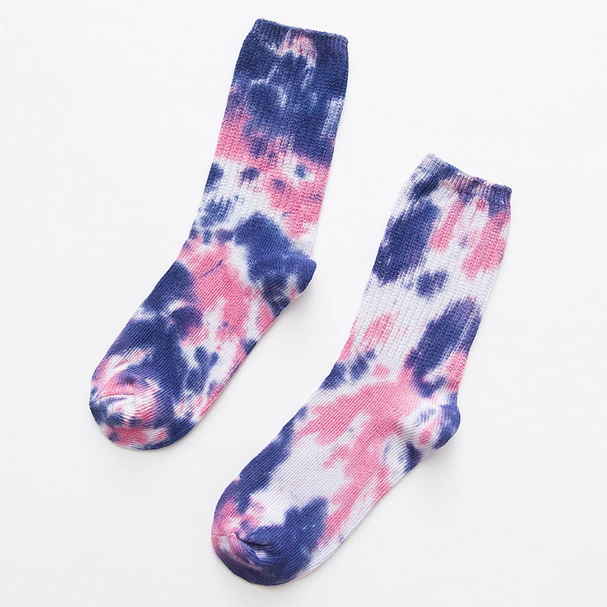 WOMEN DOUBLE-NEEDLE TIE-DYEING MID-TUBE SOCKS