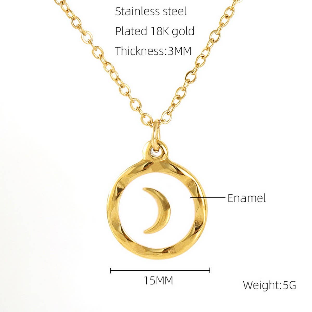 STAINLESS STEEL PLATED 18K GOLD MOON NECKLACE_CWAJE0695