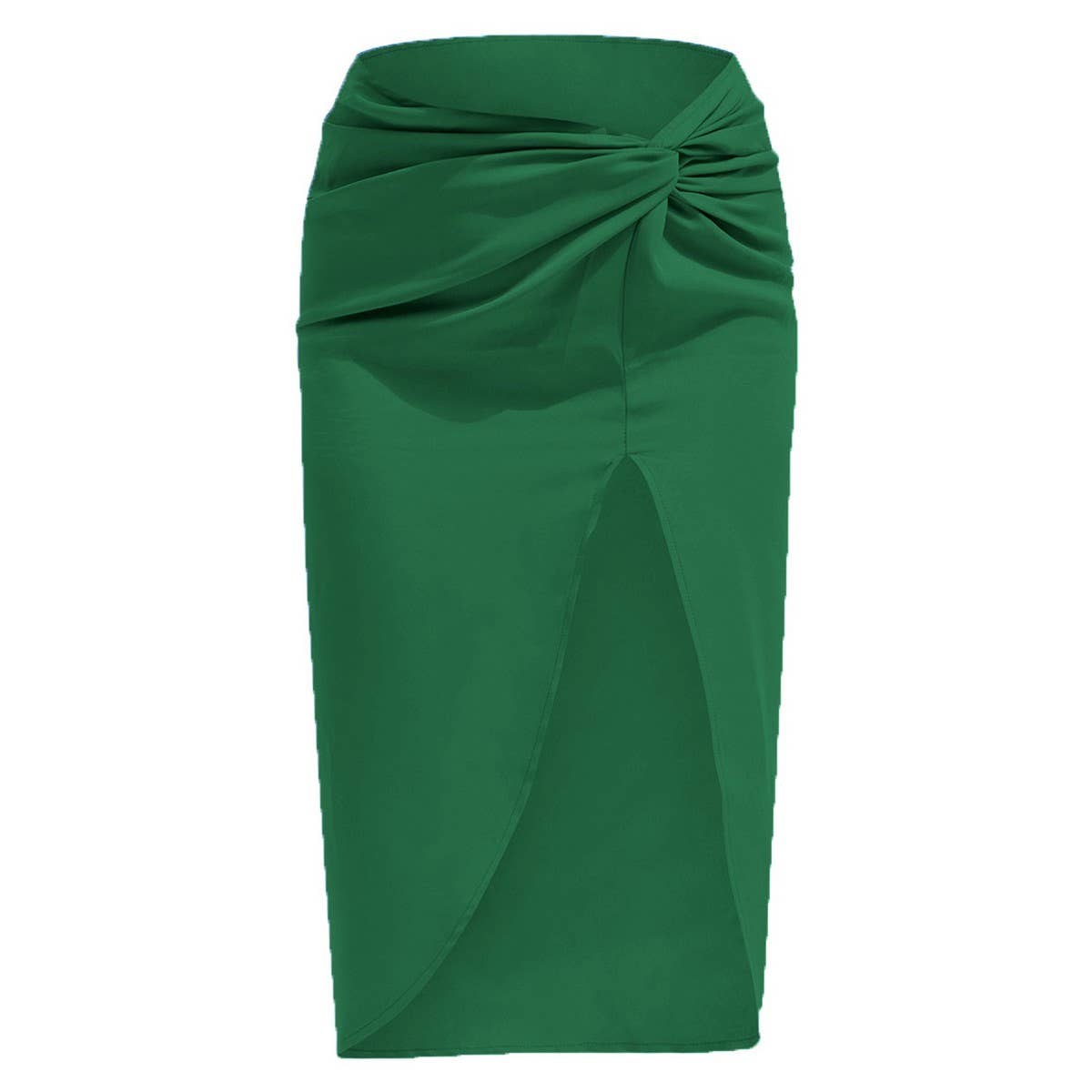 IRREGULAR SOLID COLOR SATIN HIP-LENGTH SKIRT