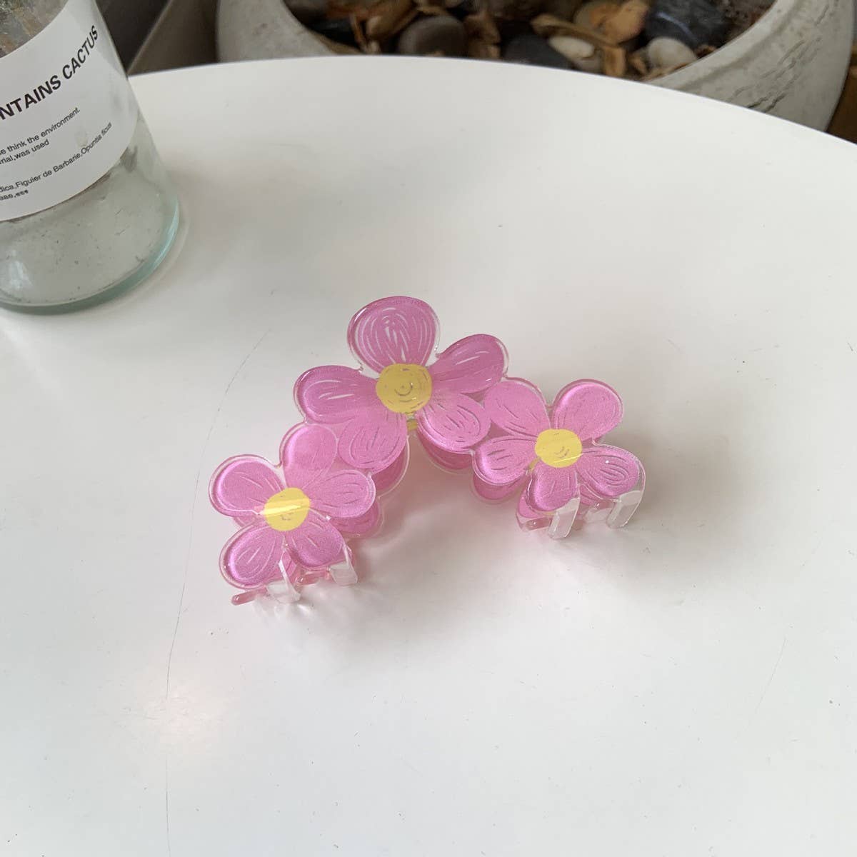 CWAHA1532_PAINTED FLOWERS DAISIES LARGE HAIR CLAW CLIP