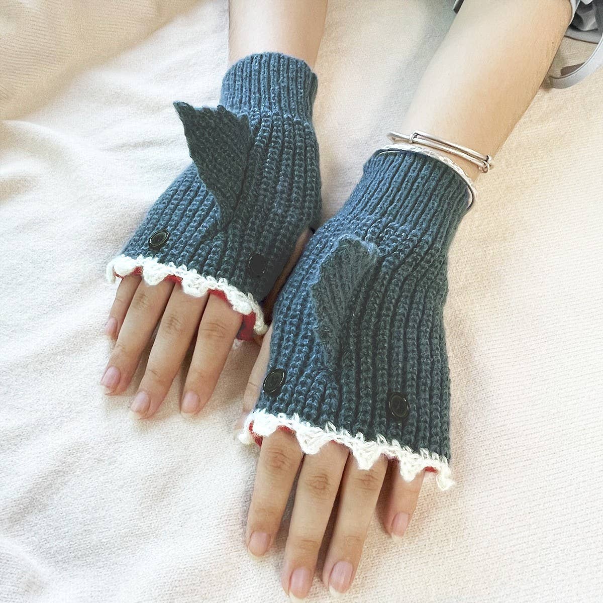 CUTE CARTOON SHARK HALF FINGER GLOVES