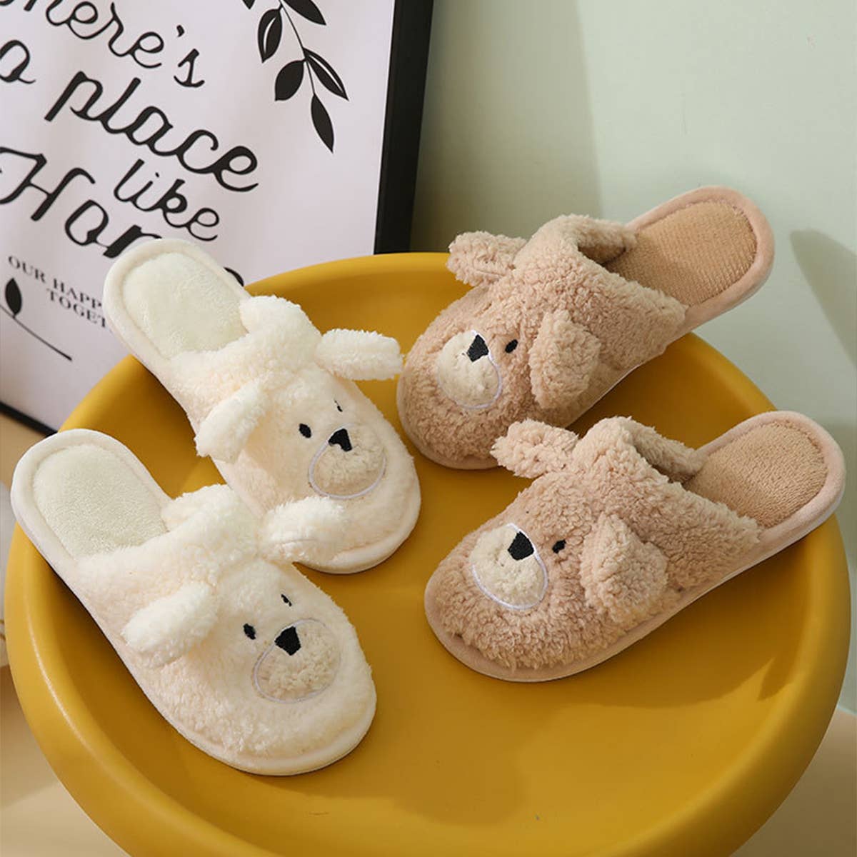 WOMEN CARTOON WARM BEAR COTTON SLIPPERS