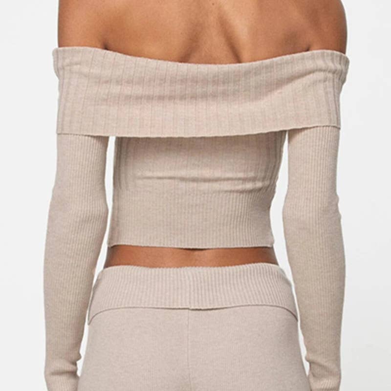 SEXY HOTTIE LINE NECK LONG SLEEVE SWEATER