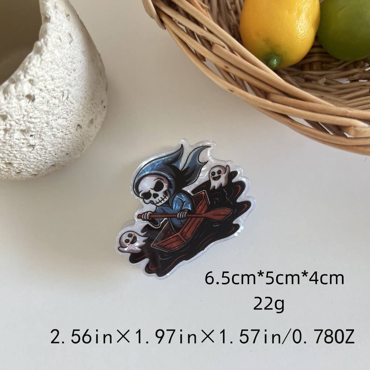 CWAHA07711_HALLOWEEN GHOST SKULL PUMPKIN CLAW CLIP