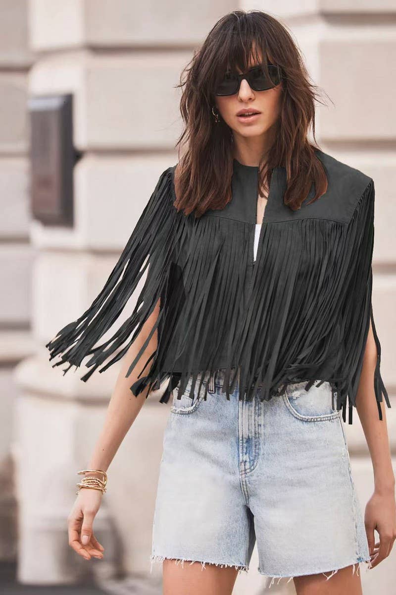 CWOCASL0054_NEW SUMMER RETRO CARDIGAN TASSEL VEST