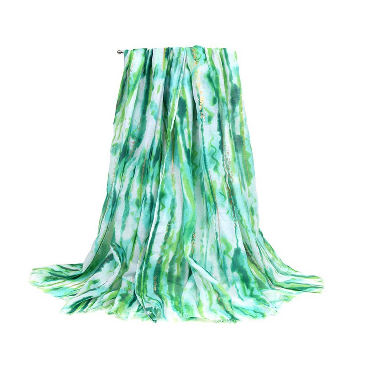 Color Line Print Scarf ? Gold Accent Beach Wrap