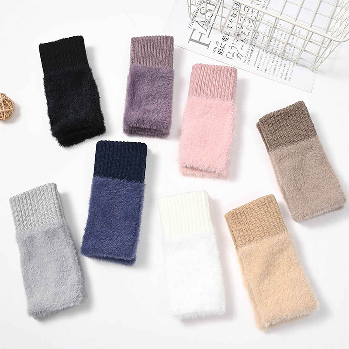 Women??¢s Long Fingerless Knit Gloves Touchscreen_CWAG0520