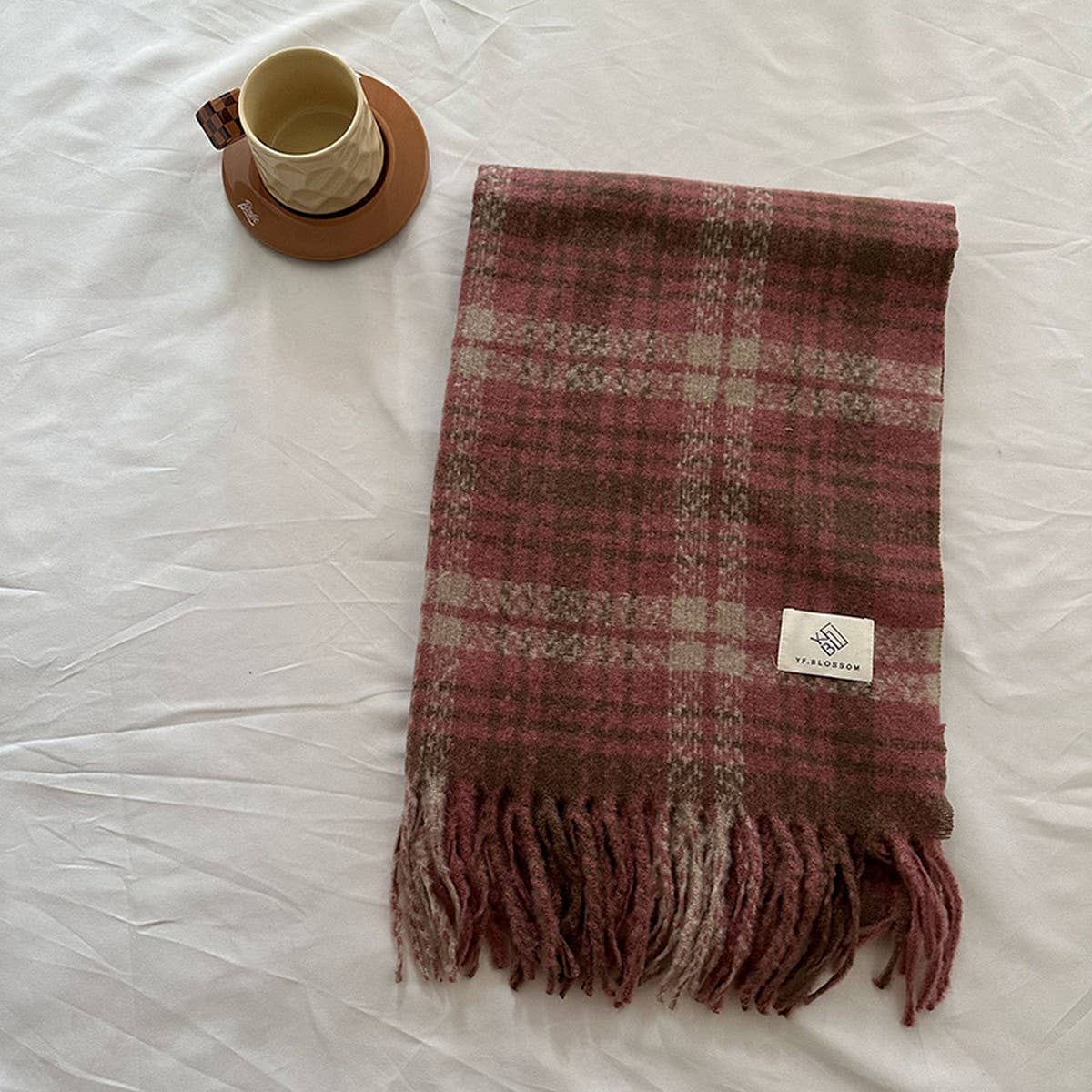 Brown Check Scarf ??Thick Dual-use Winter Wrap_CWASC2299