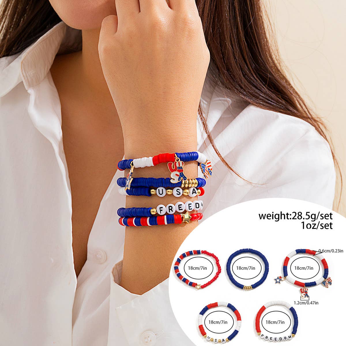 NEW FLAG CONTRAST COLOR BEADED BRACELET