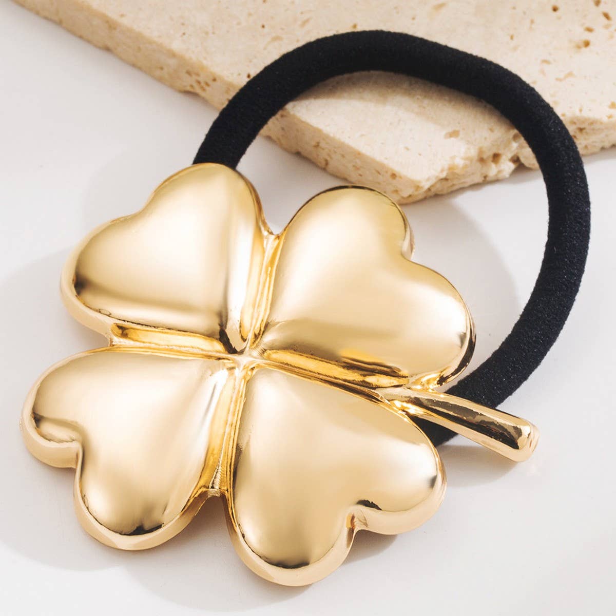 Lucky Clover Metallic Elastic Hair Tie