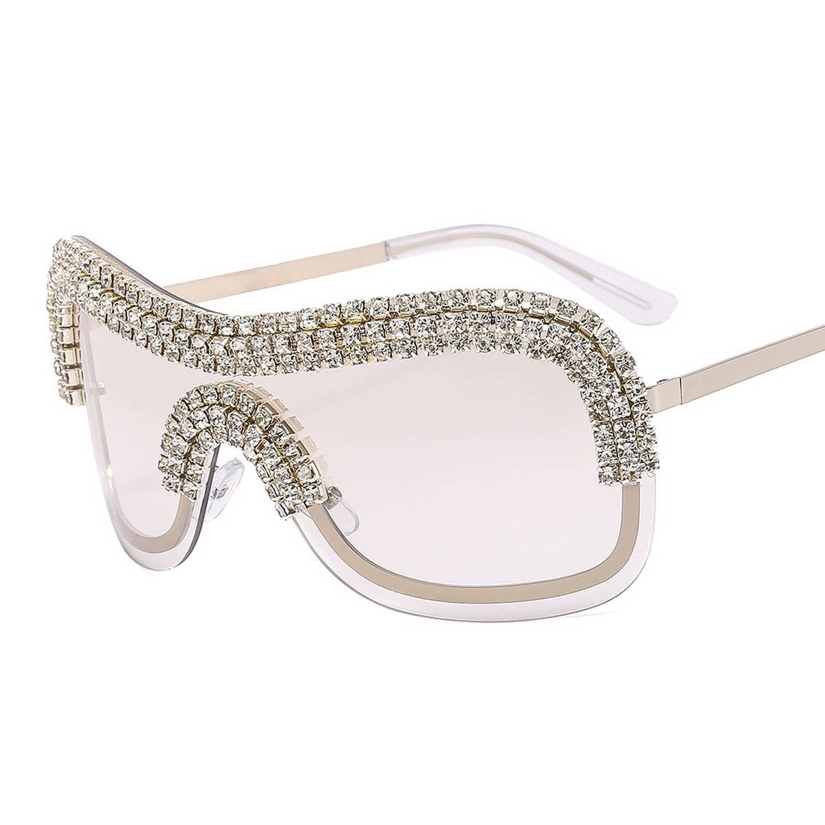 COOL ONE-PIECE METAL-RIM PUNK DIAMOND SUNGLASSES