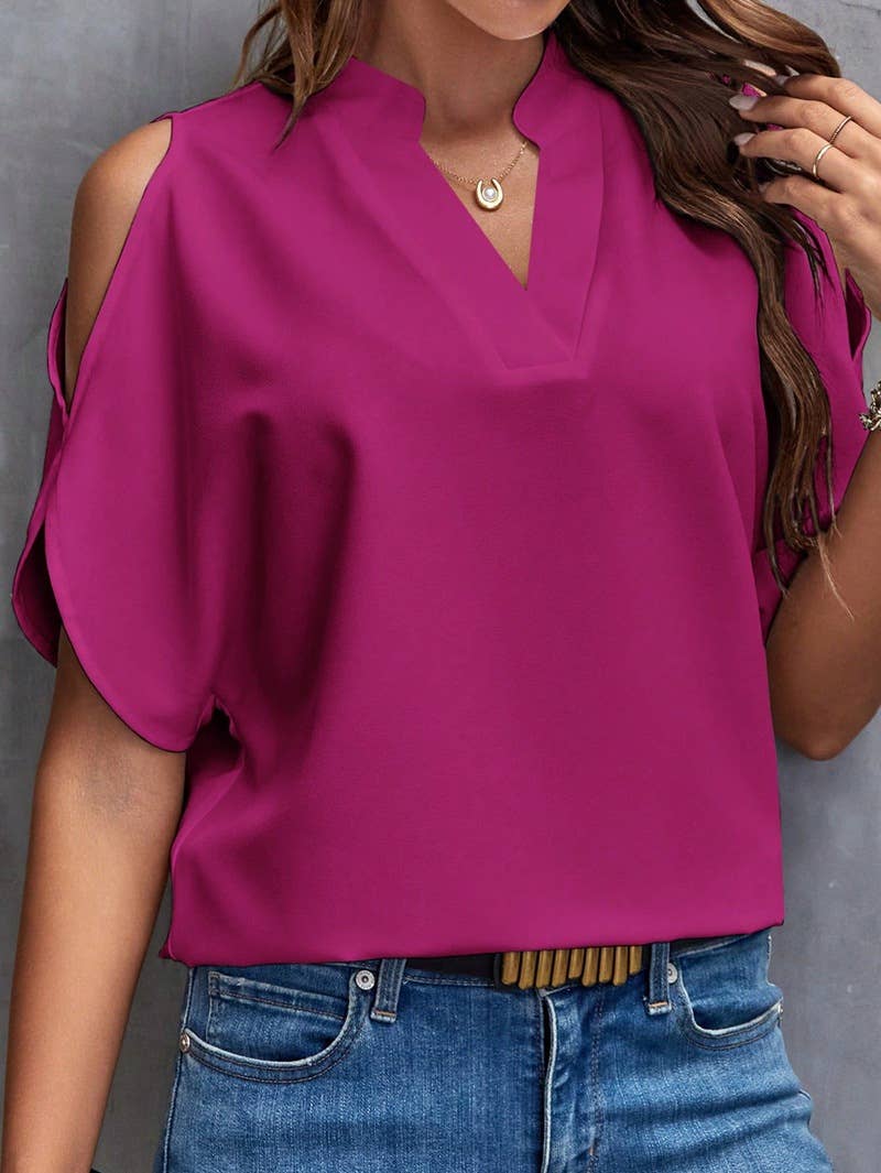 V-neck temperament fashion sleeved loose top