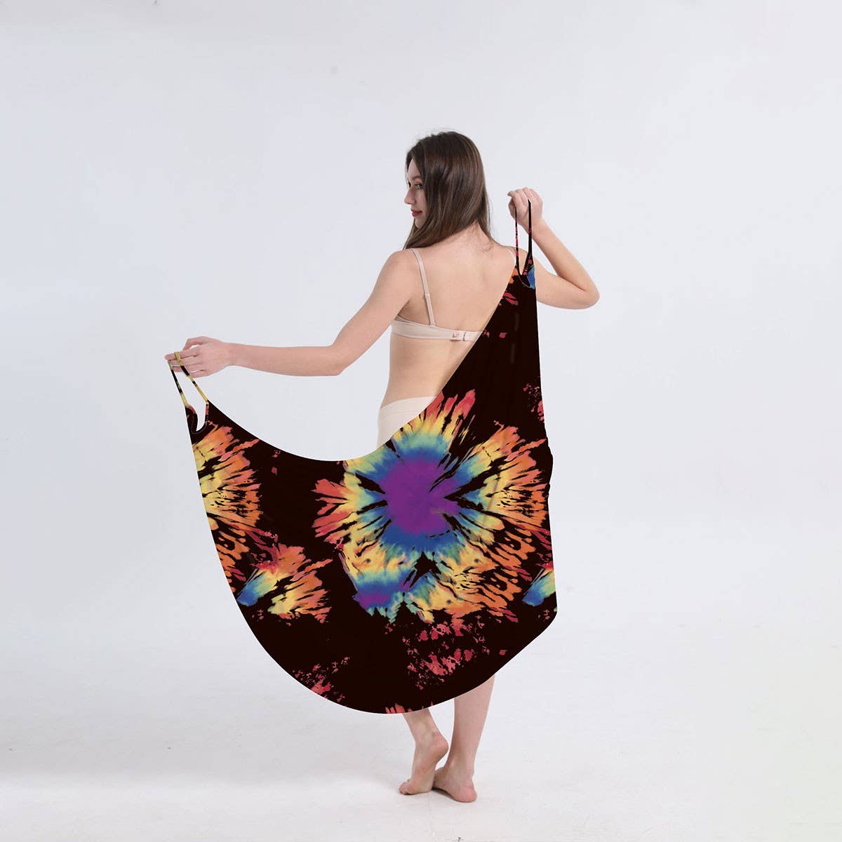 Floral Print One-Piece Beach Dress for Vacation