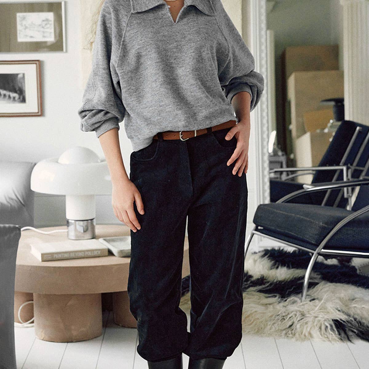 Lapel single button stitching thread hoodie