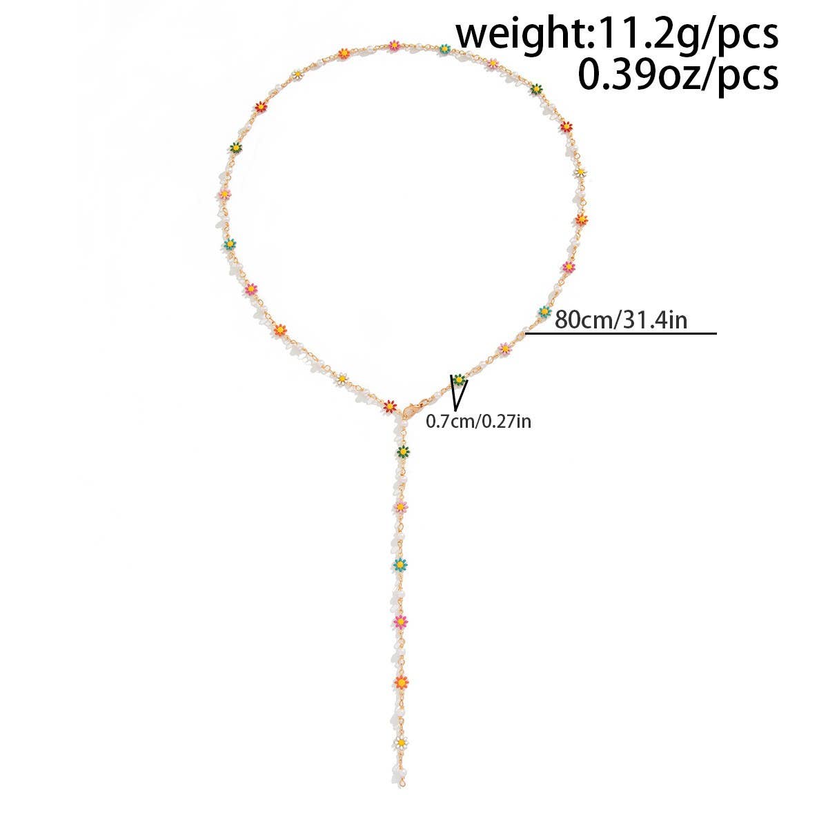 SMALL FRESH COLORFUL Y-SHAPED DAISY CHAIN NECKLACE_CWMM3127