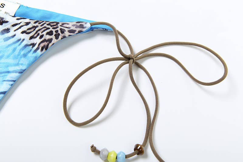 Trendy Sexy Printed Tie Bikini Three-Piece Set