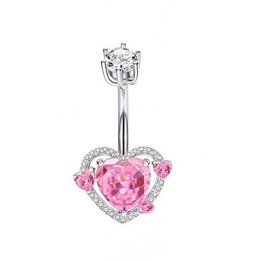 Heart CZ Belly Button Ring ? Hypoallergenic