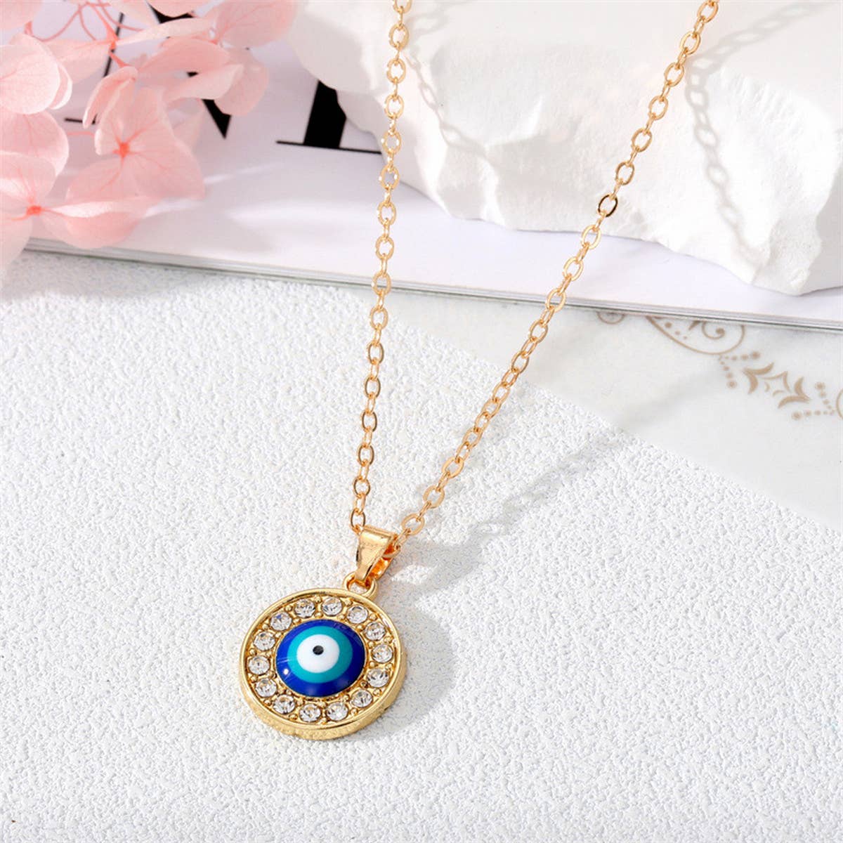 FASHIONABLE EVIL EYE DIAMOND NECKLACE