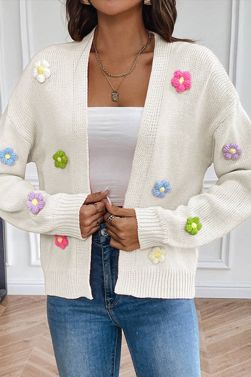 WOMEN KNITTED FLOWER CARDIGAN_CWOCAL0501