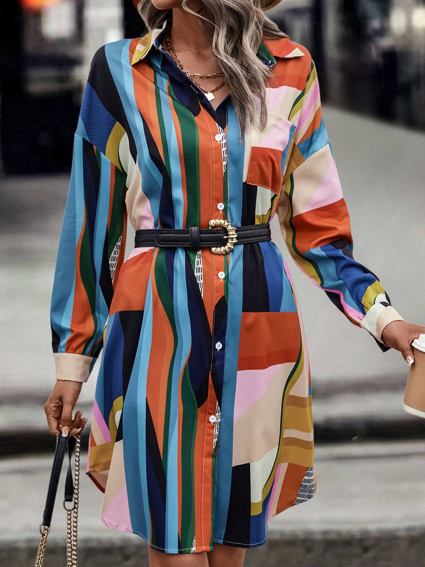 Lapel temperament shirt dress