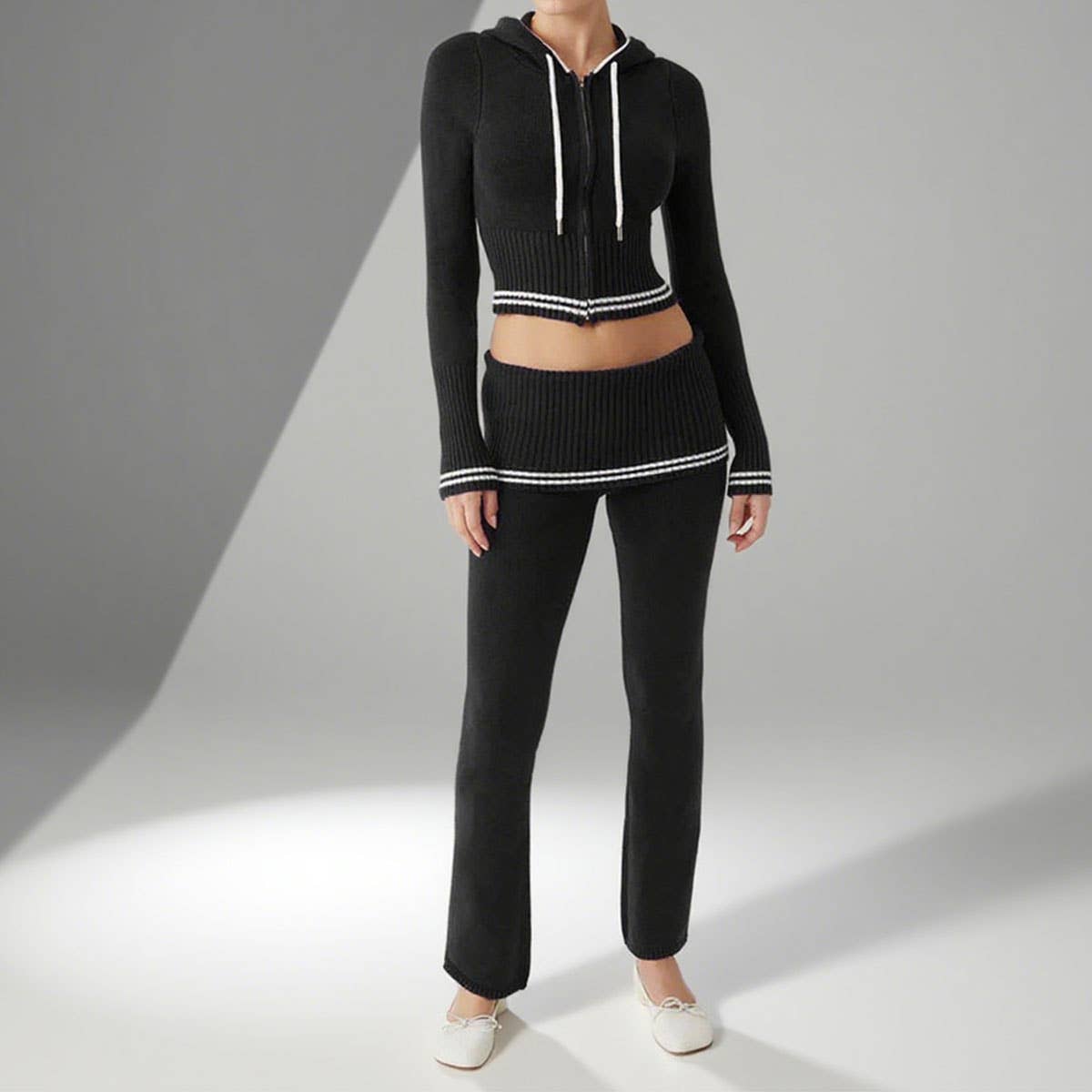 Autumn and winter fashion knitted two-piece set