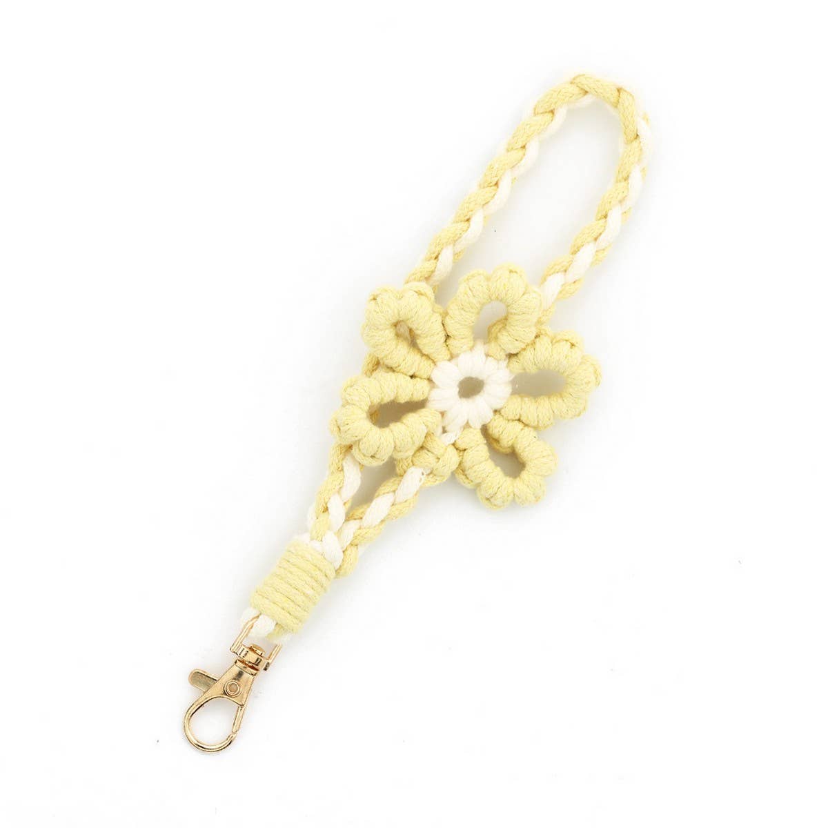 Handmade Colorful Wrist Strap Keychain with Flower_CWAB5024