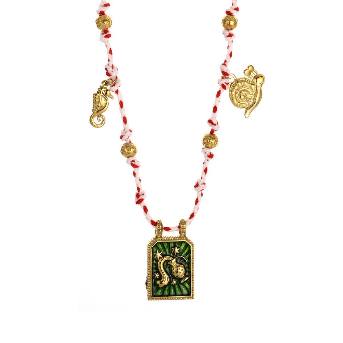 Handmade Zodiac Rope Necklace with Ocean Charms