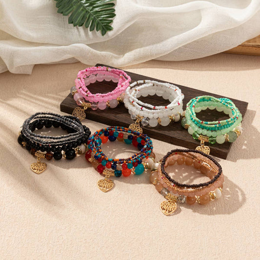 CRYSTAL MULTI-LAYER BEADED FASHION BRACELET