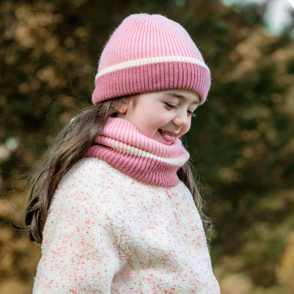WINTER CHILDREN'S KNITTED COLOR MATCHING SCARF SET