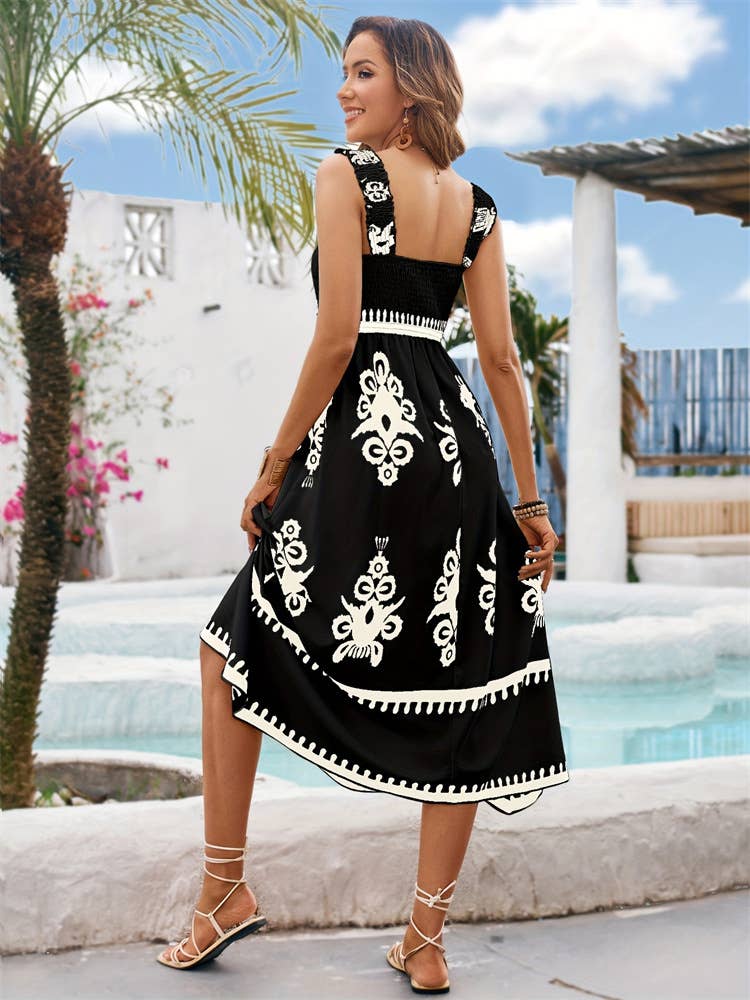 HOLIDAY-CHIC FLORAL PRINT STRAPLESS DRESS