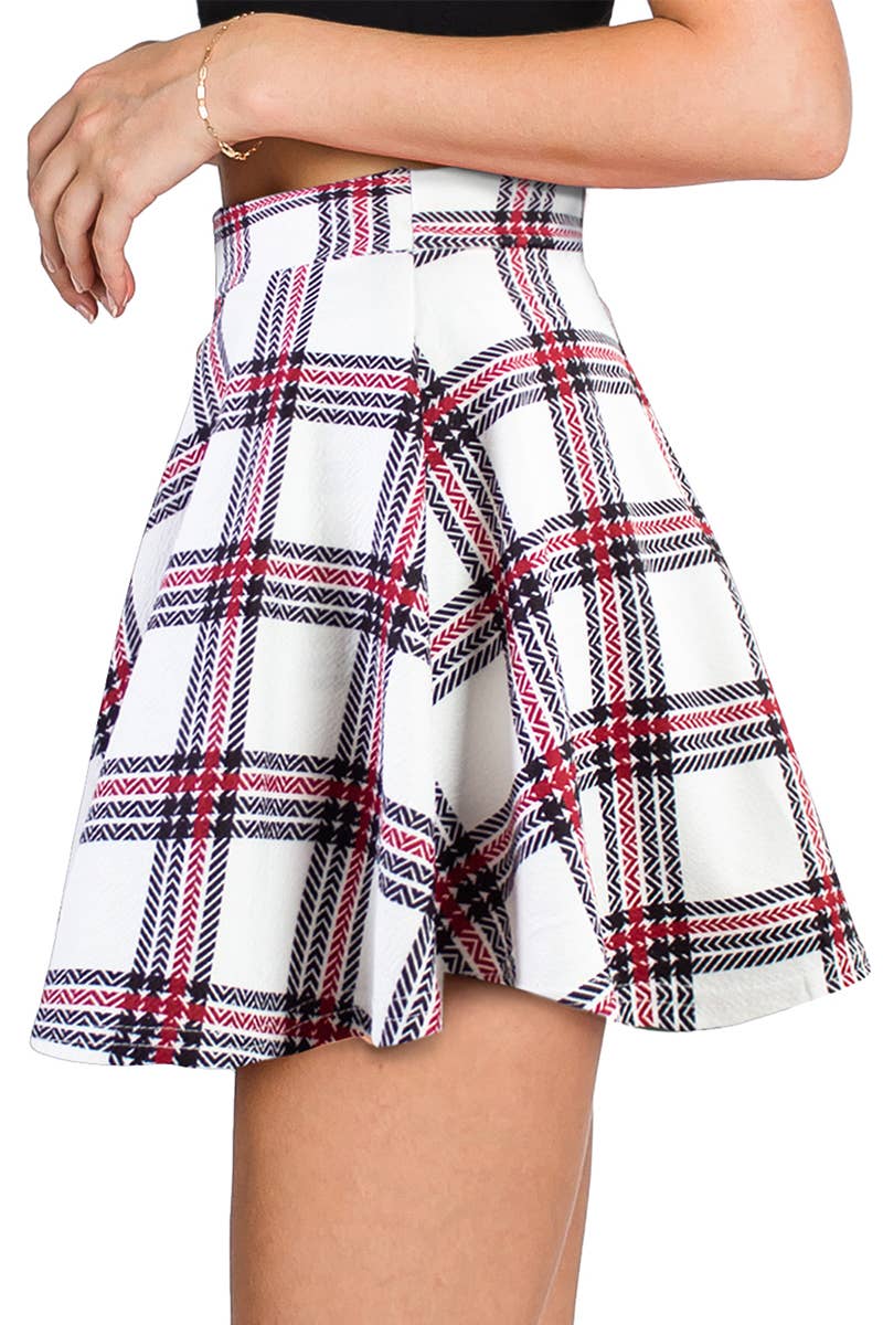 CWBSS105_High Waisted Skirt Mini A-Line Flared Skater Skirt