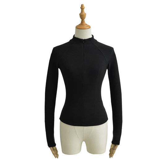 Half Turtleneck Solid Color Velvet Primer