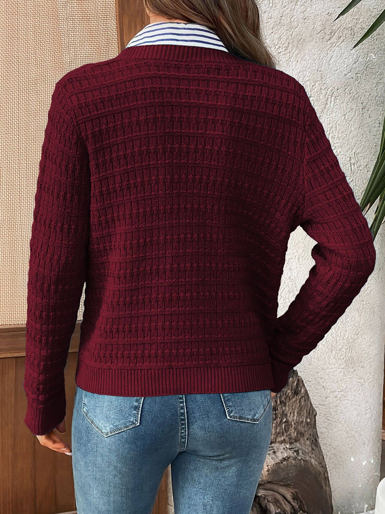 Solid-color commuter knitted casual Cardigan