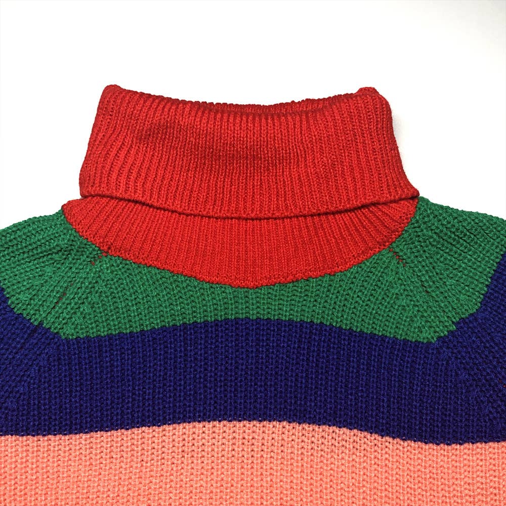 Turtleneck colour-matching loose sweater