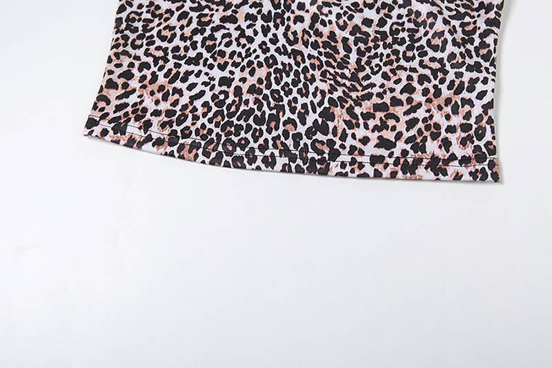 LEOPARD PRINT MIDRIFF HALTER SKIRT HIP WRAP SET