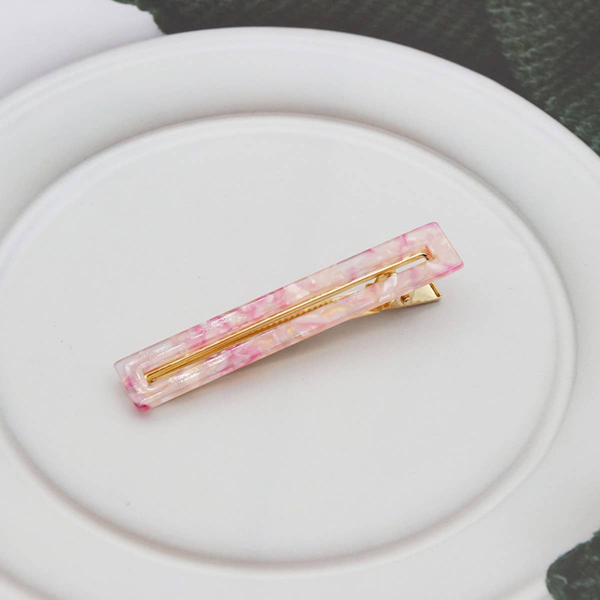 Acetate Hollow Square Hair Clip, Duckbill Bang Pin_CWAHA2624