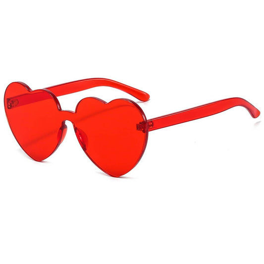 Frameless Heart Jelly Color Thick Sunglasses