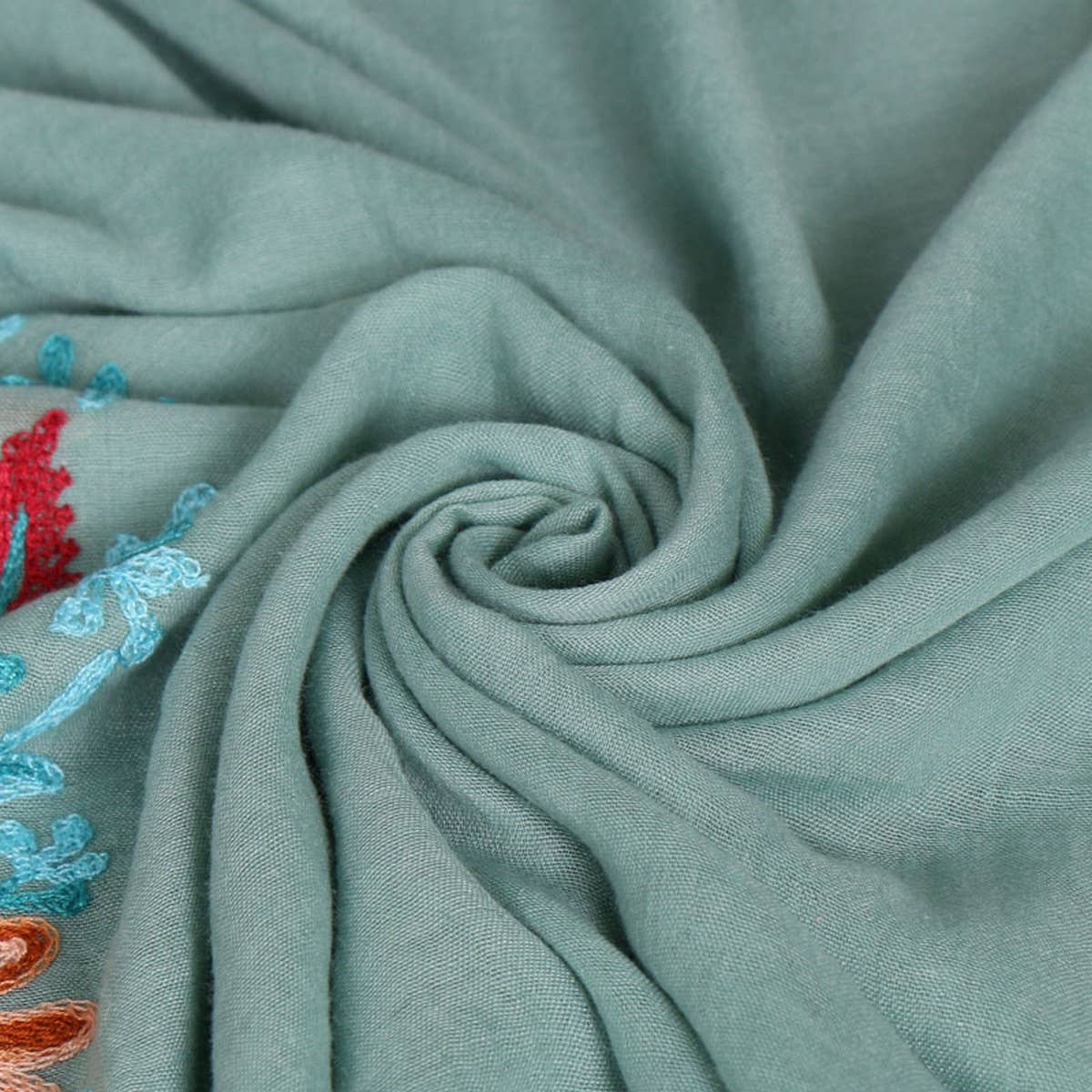 EMBROIDERED COTTON SCARF LONG VEIL SHAWL