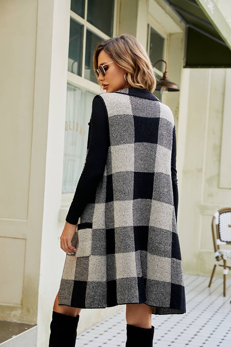 KNIT SLEEVELESS VEST SWEATER LONG WAISTCOAT