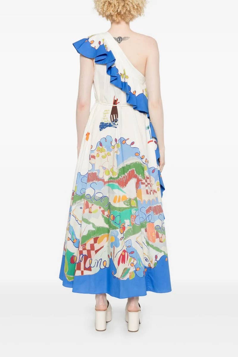 CWDMD5741_TEMPERAMENT OFF-SHOULDER RUFFLED CASUAL DRESS