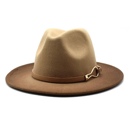 FASHION GRADIENT TWO-COLOR THICK FELT HAT JAZZ HAT_CWAH0817