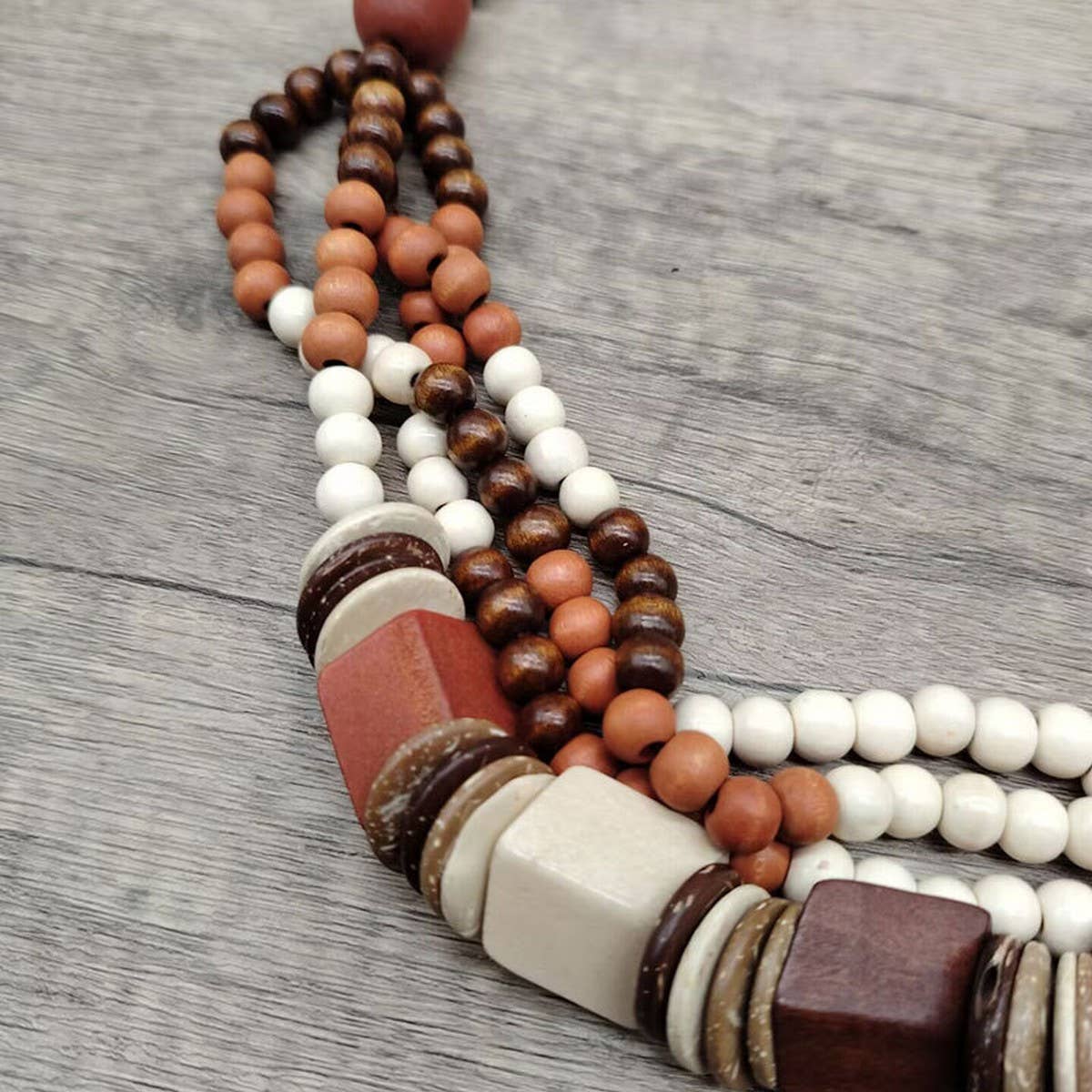 RETRO ETHNIC STYLE WOODEN MULTI-LAYER NECKLACE_CWMM4852