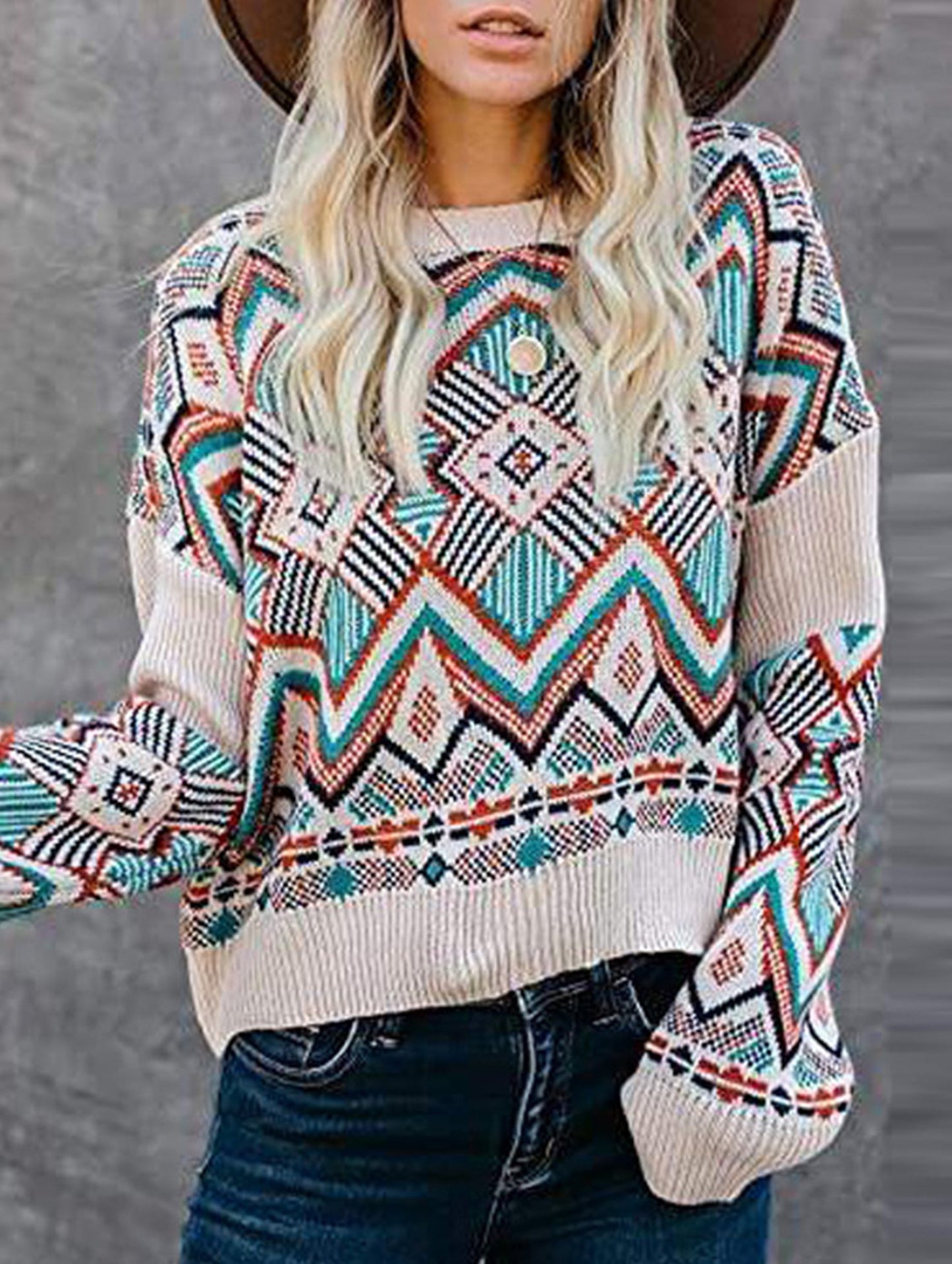 Loose jacquard Christmas pullover