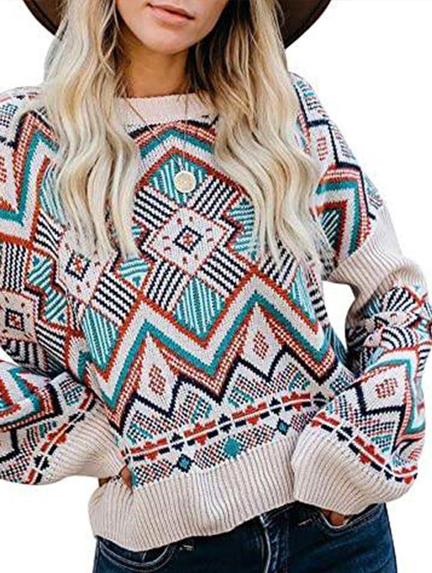 Loose jacquard Christmas pullover